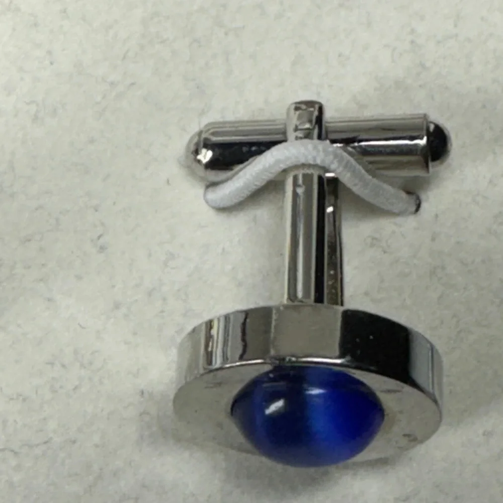 Claiborne Silver Tone Cufflinks Blue‎ Gemstone Elegant Formal Accessory